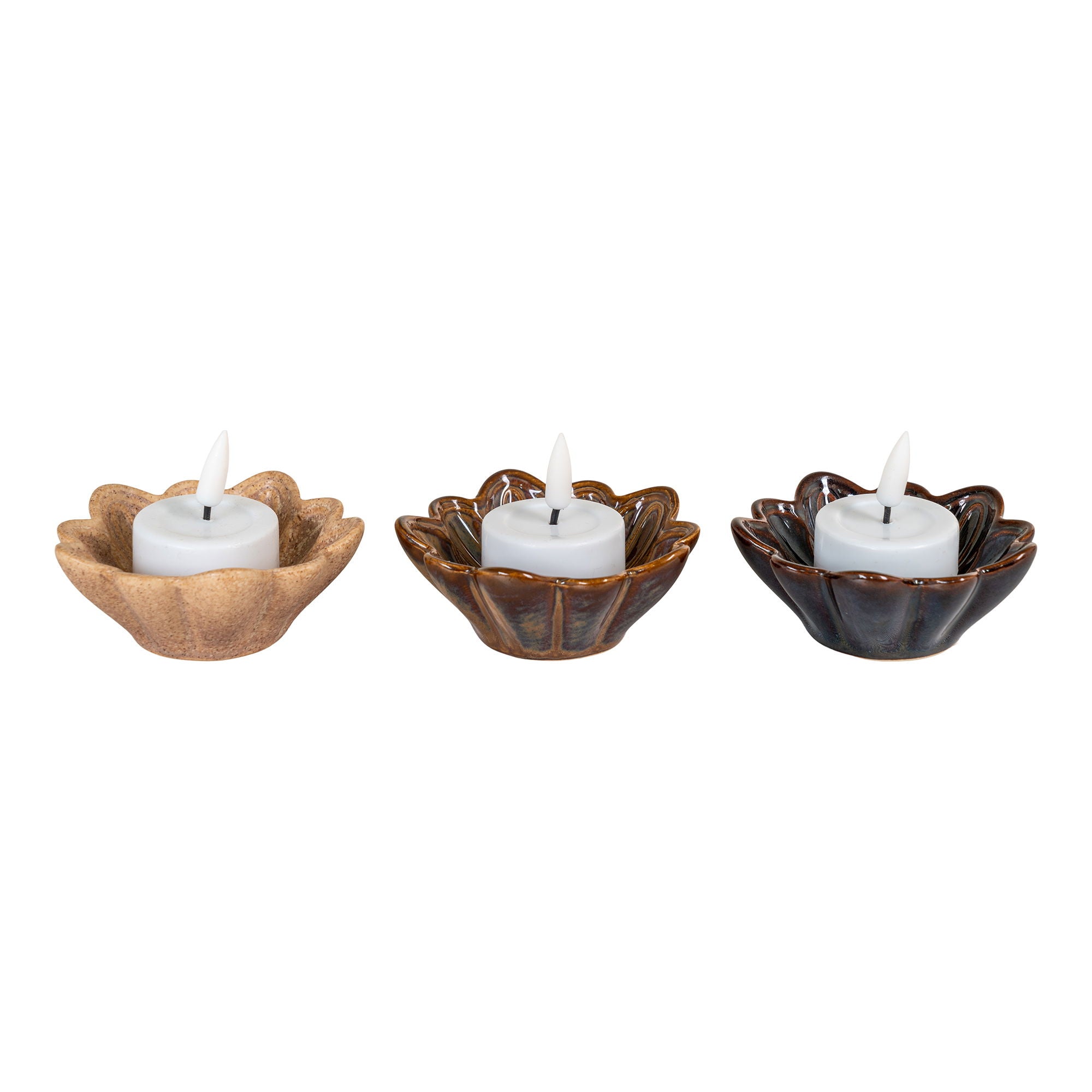 Bowl-Set „Blossom“ – Keramik, beige/braun/dunkelbraun, Ø8,5 cm, 3er-Set